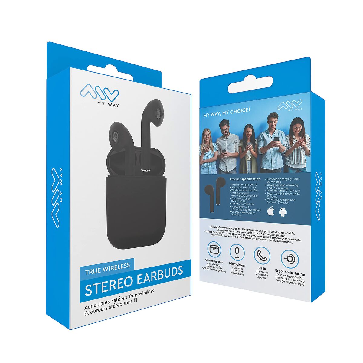 Myway Wireless Bluetooth Earbuds – Black