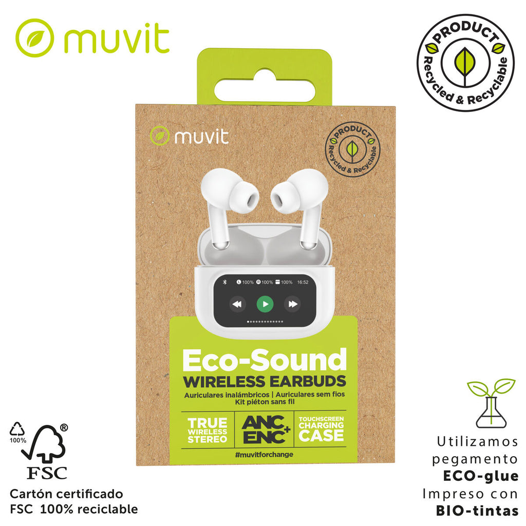 Muvit Wireless Earbuds with Charging Case – White